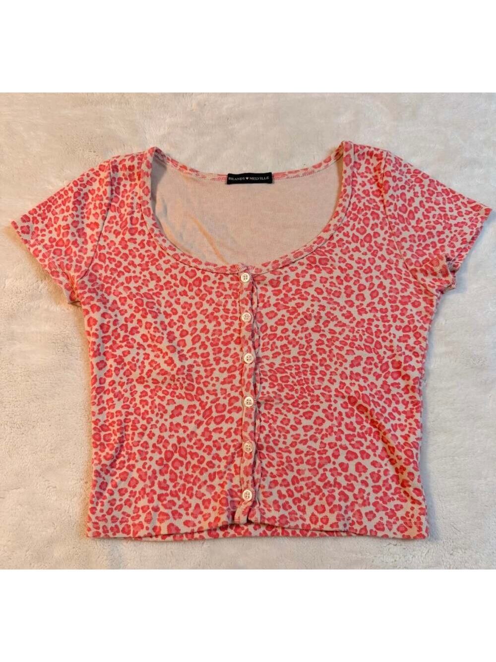 Pink Y2K Leopard Print Brandy Melville Top